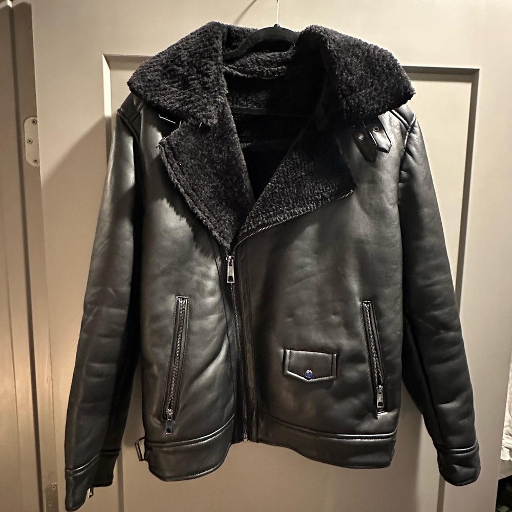 Zara faux fur moto jacket